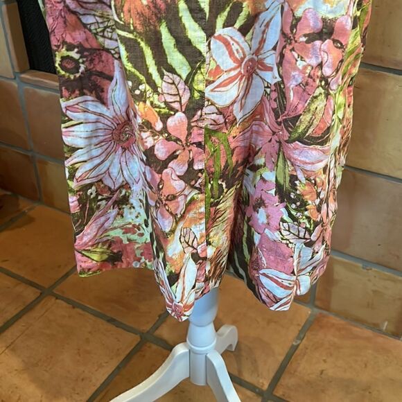 J. Jill Love Linen Pink Floral Linen Sleeveless Shift Dress, S! - Picture 3 of 8